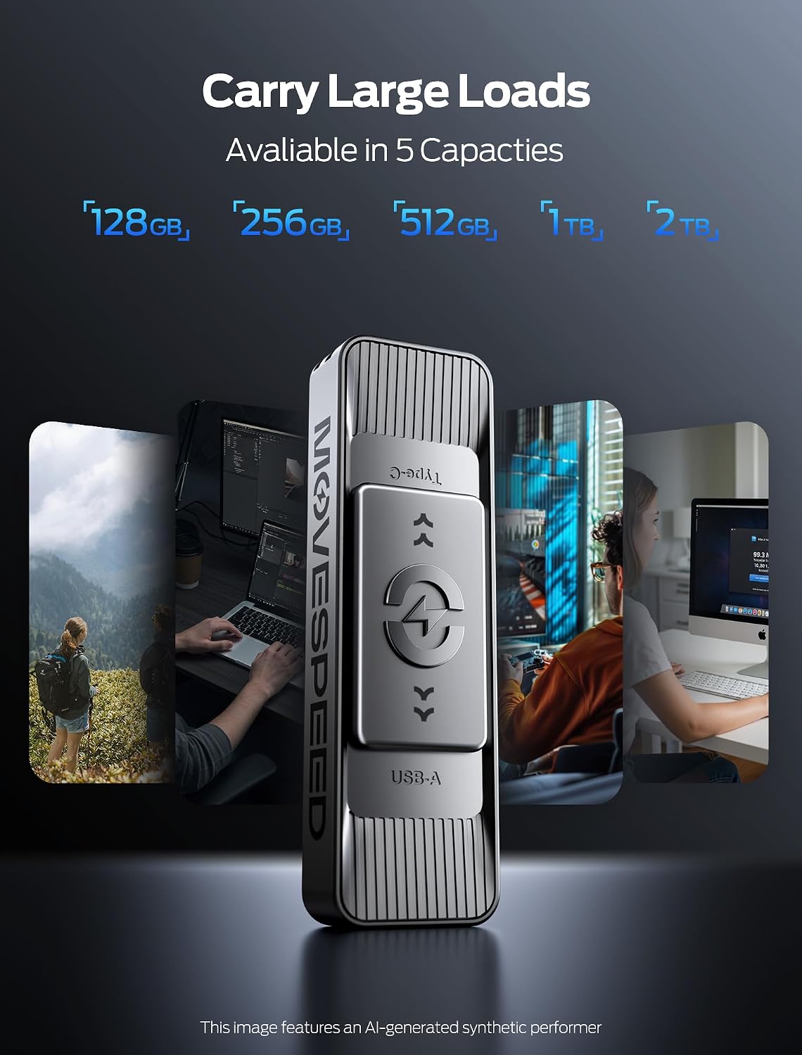 MOVE SPEED Unidades de Estado Sólido de 256GB con Puertos Duales y...