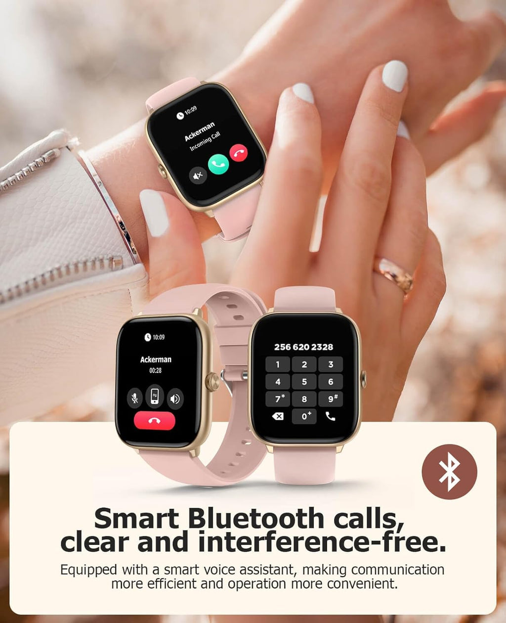 Reloj Inteligente de Lujo para Mujer, pantalla 2.06" HD AMOLED AOD Responder/Hacer Llamadas