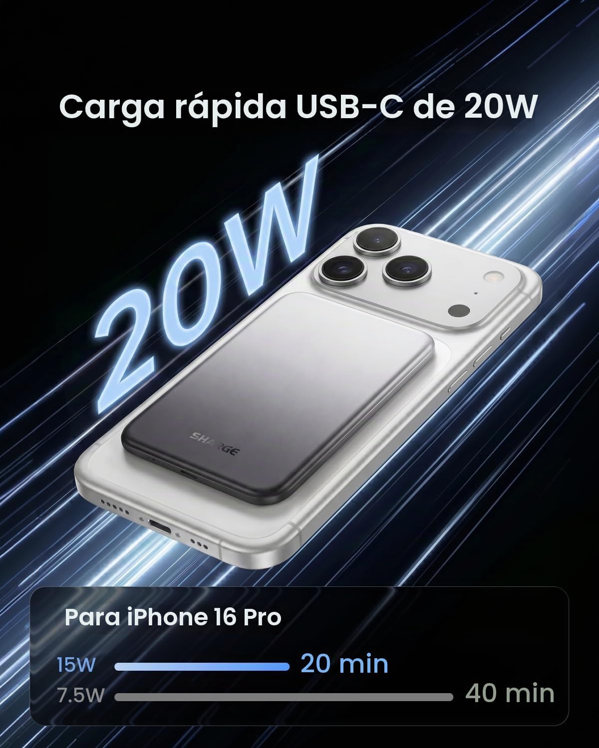 sharge para batería Magsafe Power Bank 5000mAh Ultra Slim | Cargado...