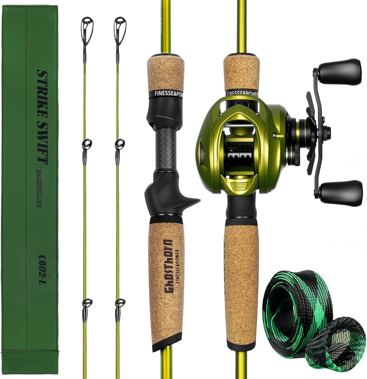 Combo de caña y carrete de pesca, combo de caña baitcaster
