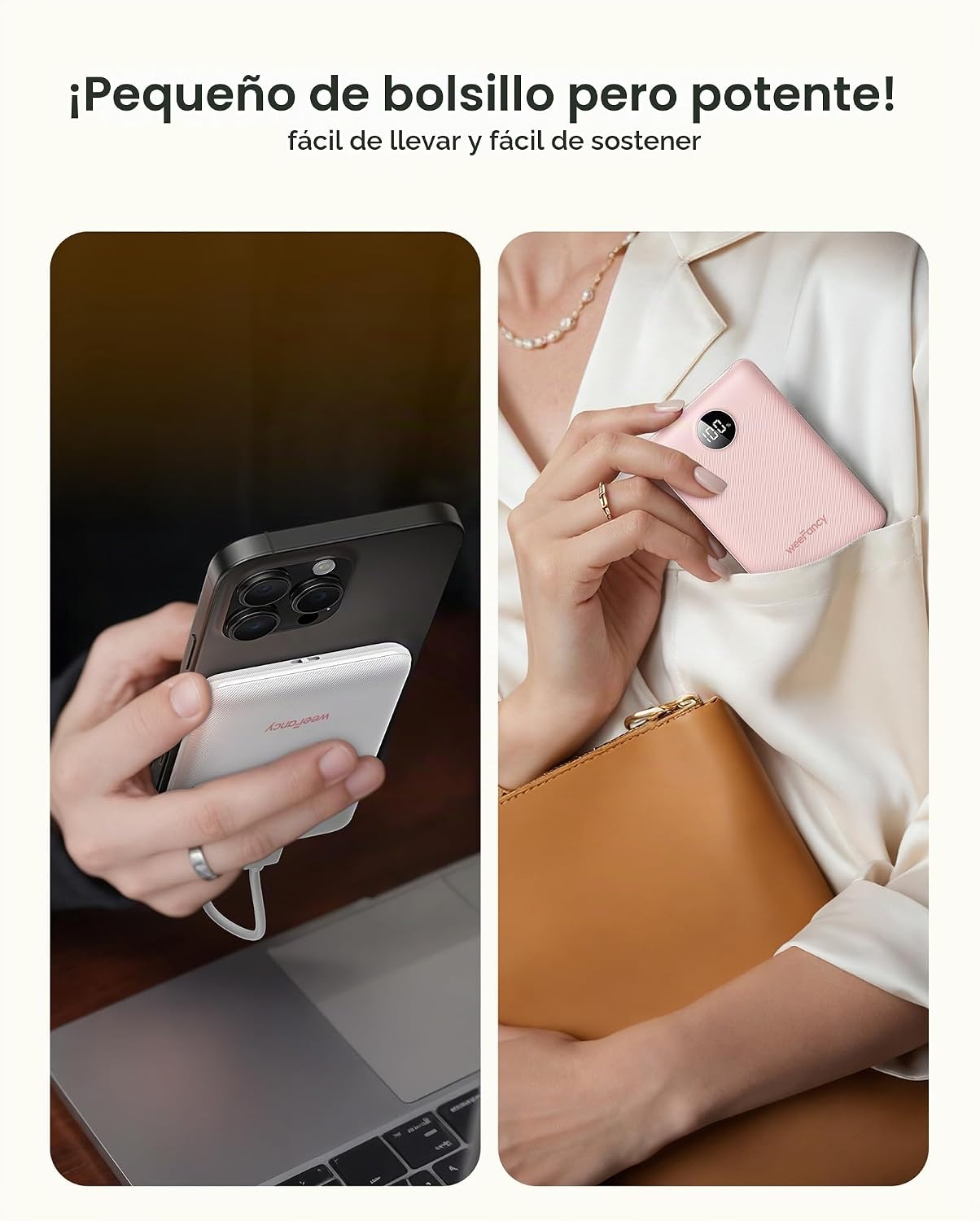 WeeFancy Cargador portátil pequeño de 10000 mAh, mini banco de ener...