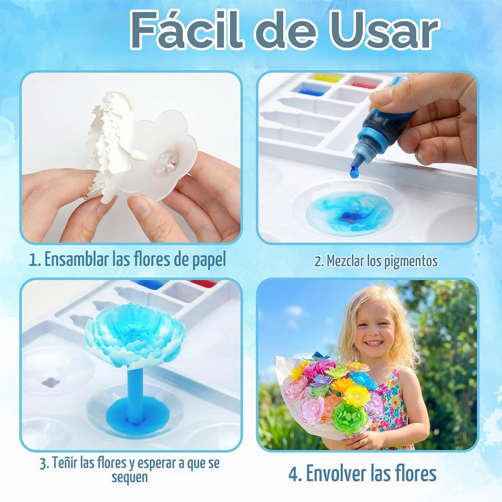 Kit de flores de papel, kit de fabricación de flores para niños, regalo