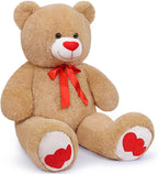 Oso de peluche grande de 43 pulgadas, grande, suave, color marrón claro