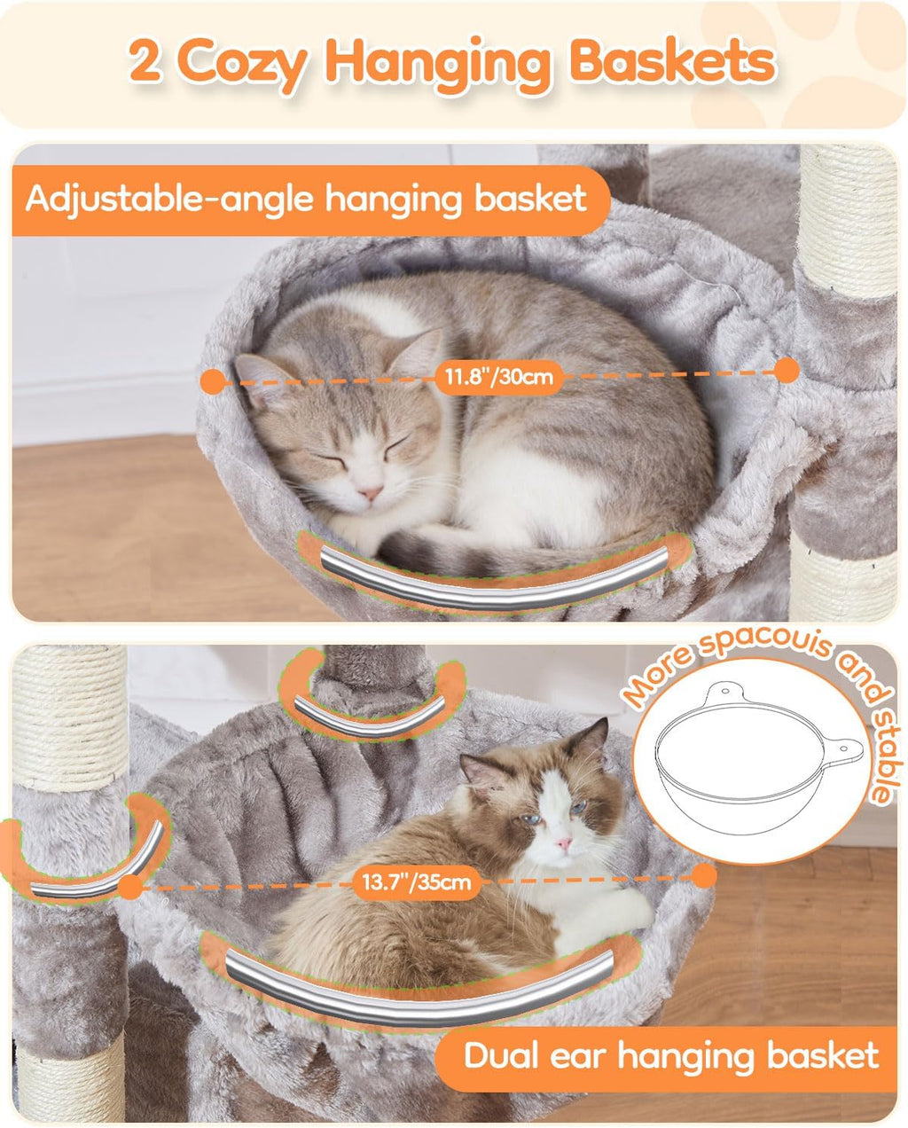Taoqimiao Árbol para gatos resistente, torre de gato resistente de 73