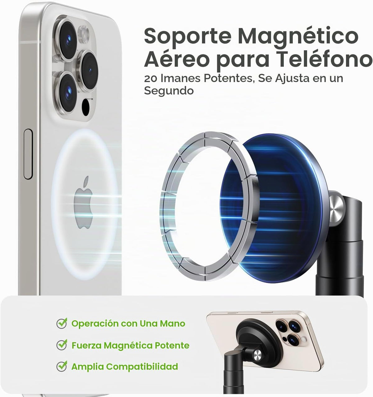 elitehood Trípode de soporte magnético para teléfono para grabación de