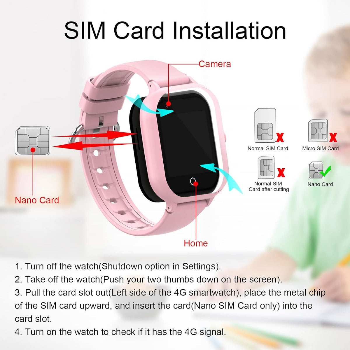 Reloj inteligente para niños con rastreador GPS y llamadas, relojes inteligentes 4G para niñas y niños con tarjeta SIM, SOS, cámara, llamada de voz y video, modo escolar para niños de 4 a 12 años, regalo de cumpleaños