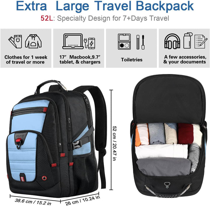 Z-MGKISS Mochila grande para viajes, mochila antirrobo grande de 52...