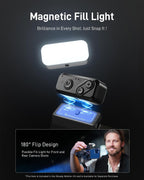 hohem iSteady Mobile+ Kit estabilizador de cardán para teléfono inteligente, cardán de teléfono de 3 ejes con luz de relleno, modo ultra gran angular, Inception de 600°, estabilizador de vlog de