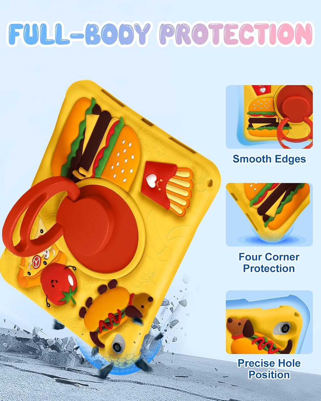 Boaretiu - Funda para iPad A16 - Linda funda de silicona suave de dibujos animados para iPad de 11ª generación de 11 pulgadas 2025/10ª generación de 10.9 pulgadas 2022 con correa para el hombro, soporte giratorio para niños y niñas