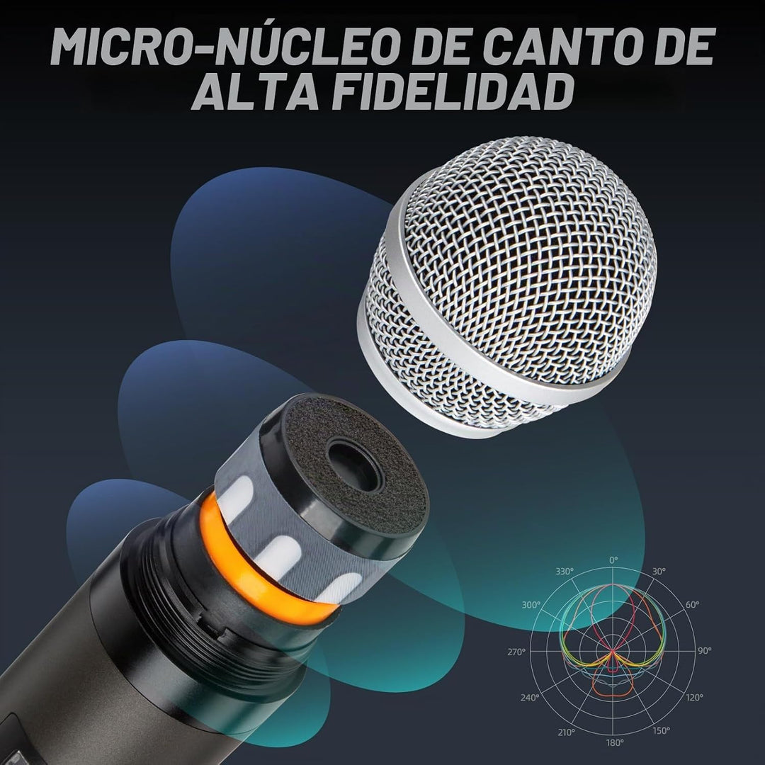 BEKBOES - Sistema de micrófono inalámbrico UHF de doble mano recarg...