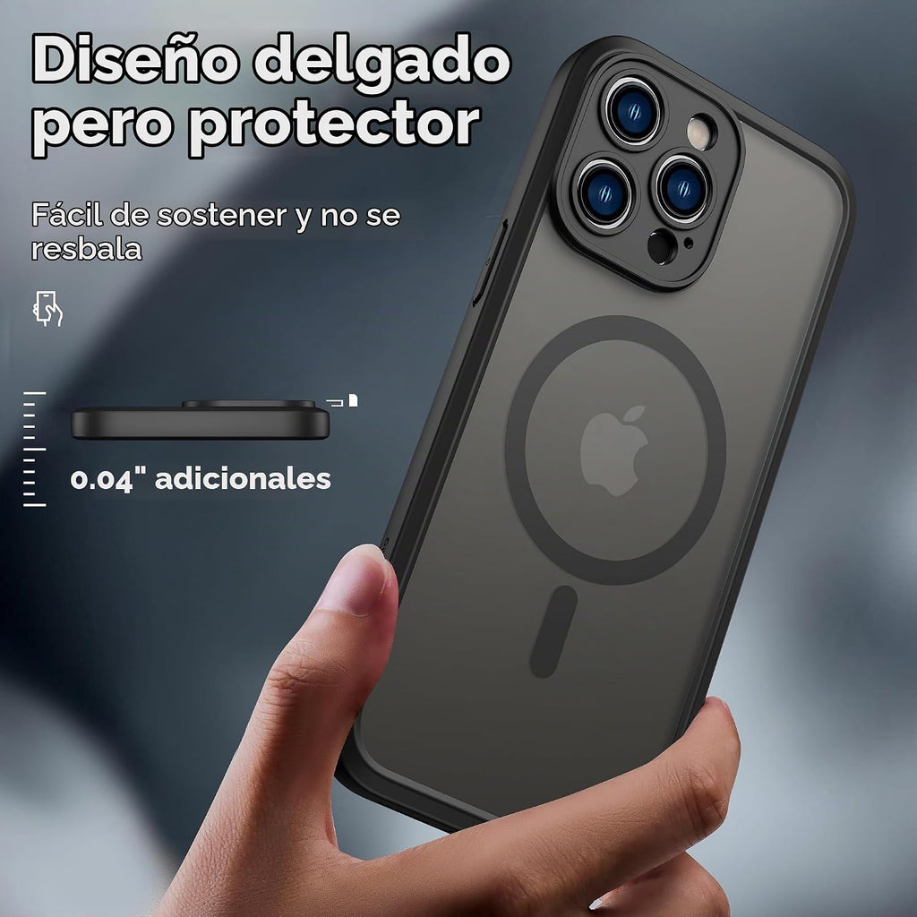 ImpactStrong Protector Magnético Diseñado para Funda iPhone 13 Pro Max [Protección de Cámara] [Probado contra Caídas de Grado Militar] [Compatible con MagSafe] Funda de Teléfono Delgada Translúcida
