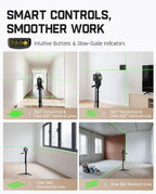 Fanttik Nivel láser D12 Ace 360 autonivelante con trípode de 43.2 pulgadas, láser cruzado verde 3D recargable de 360°, fácil de usar para construcción y colgar cuadros