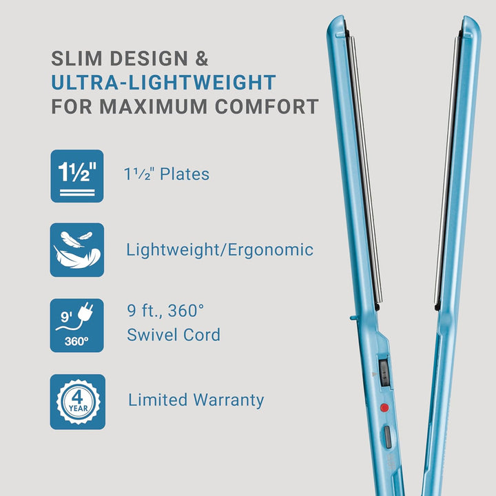BabylissPRO Nano Titanium Ultra-Thin Hair Straightener, Professiona...