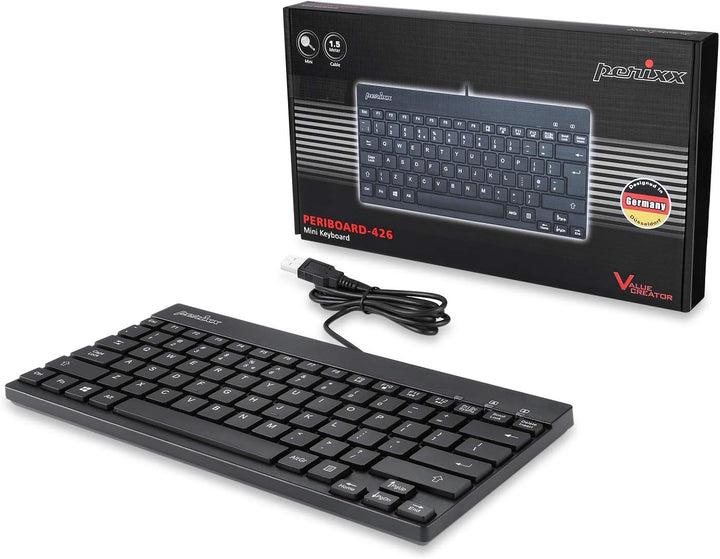 Perixx PERIBOARD-426 - Teclado con cable mini de perfil bajo (USB c...