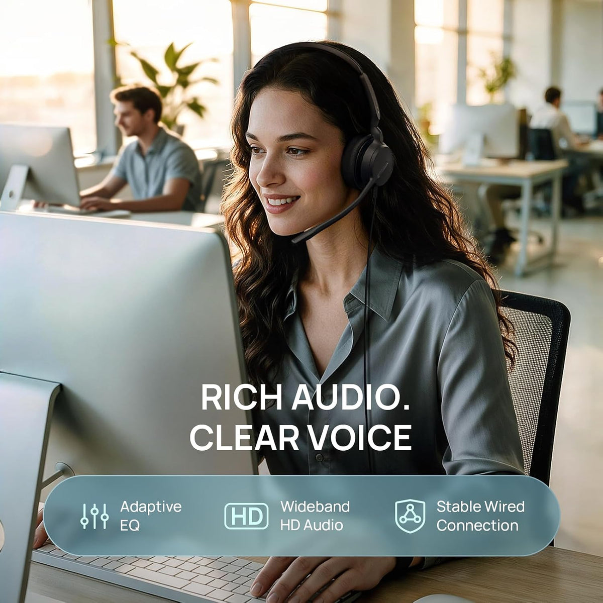 Yealink Auriculares USB-C/A con cable UH42, micrófono con cancelación de