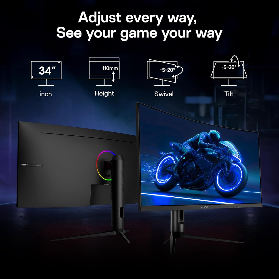 KOORUI Monitor curvo para juegos de 34 pulgadas 240Hz, UWQHD 3440 ×...