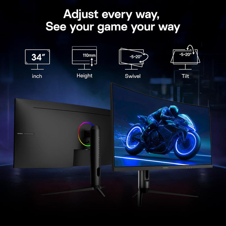 KOORUI Monitor curvo para juegos de 34 pulgadas 240Hz, UWQHD 3440 ×...