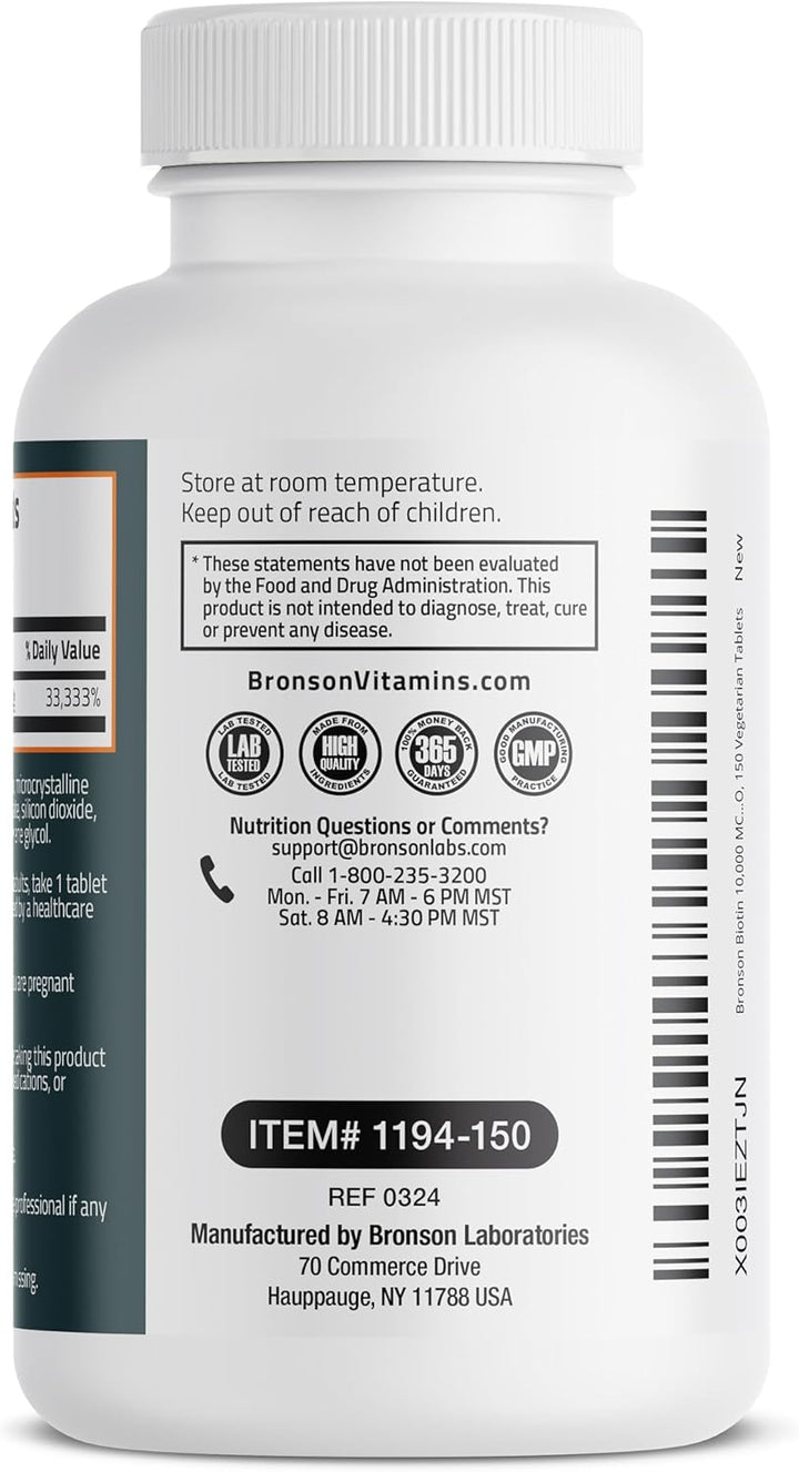 Bronson Biotina 10,000mcg, mejora la salud del cabello, la piel y l...