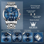 OLEVS Relojes de Oro para Hombres Reloj de Pulsera de Lujo a Prueba de Agua Gran Cara Elegante Acero Inoxidable Analógico Cuarzo Fecha Cronógrafo Luminoso Lectura Fácil Relojes de Negocios Regalos para Hombres Graduación