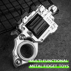 Juguetes sensoriales de metal para adultos con pistola: anillo para la ansiedad para hombres, alivio del estrés, alivio del estrés, alivio del estrés, para concentración de dedos, oficina, estudio, viajes (plata brillante)