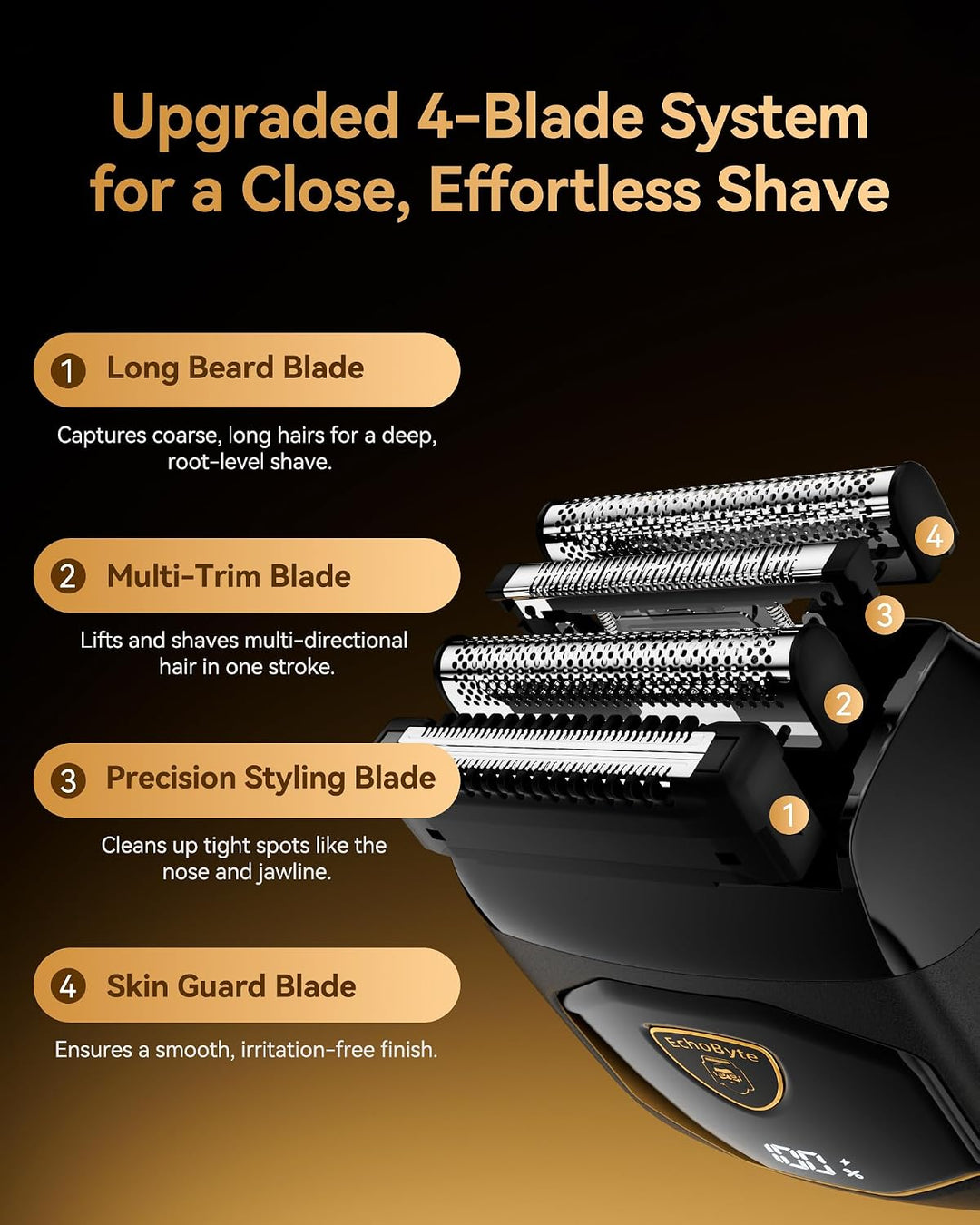 EchoByte Afeitadora eléctrica de metal completo para hombres: 4 cuc...
