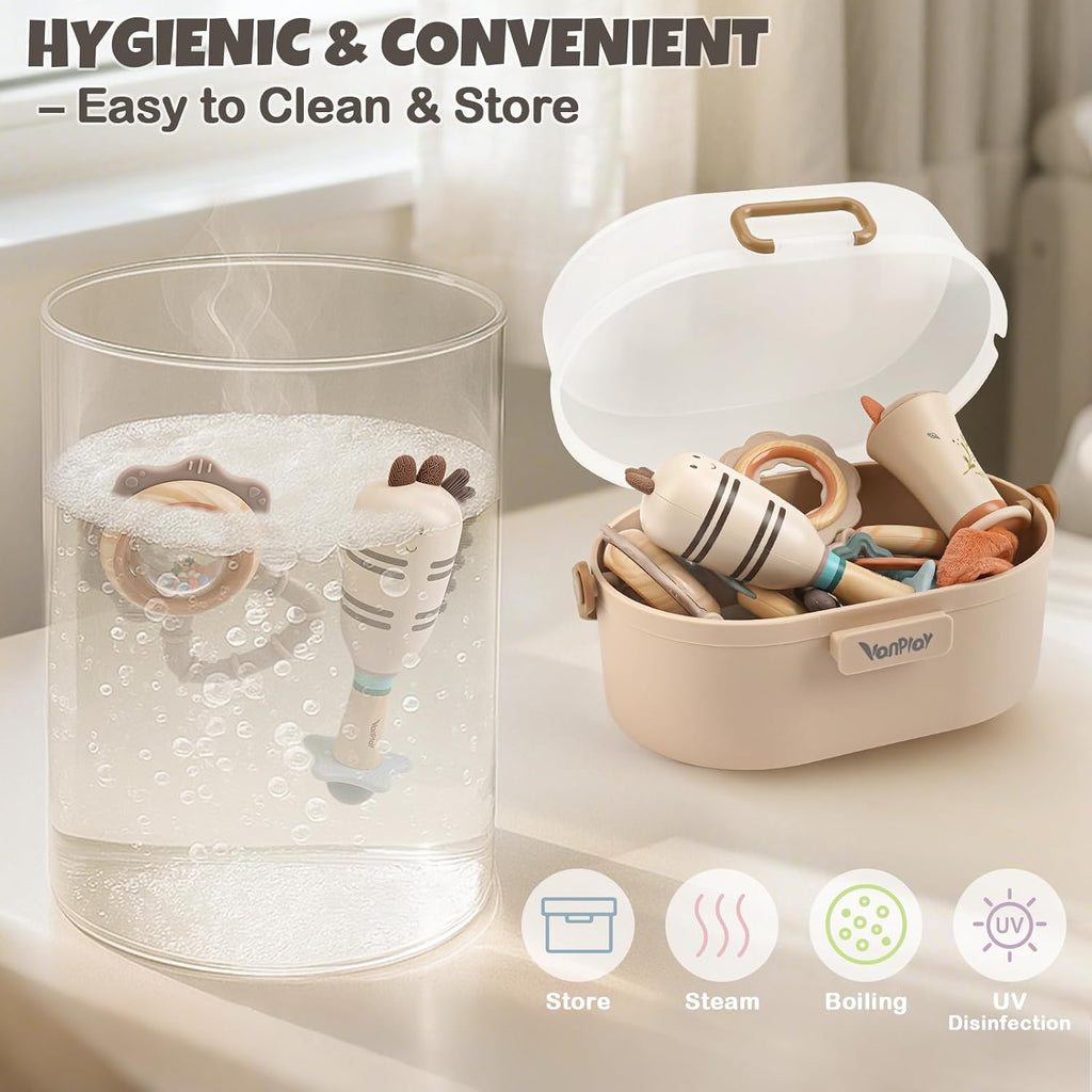 Juego de sonajeros y mordedores para bebés de 0 a 6 meses, juguetes de dentición de 3 a 6 meses, juguetes sensoriales con texturas suaves, sonidos suaves y forma de fácil agarre, regalo neutro para