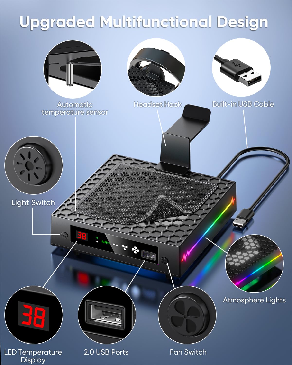 [Pantalla LED] Ventilador de enfriamiento automático para Xbox Series X con