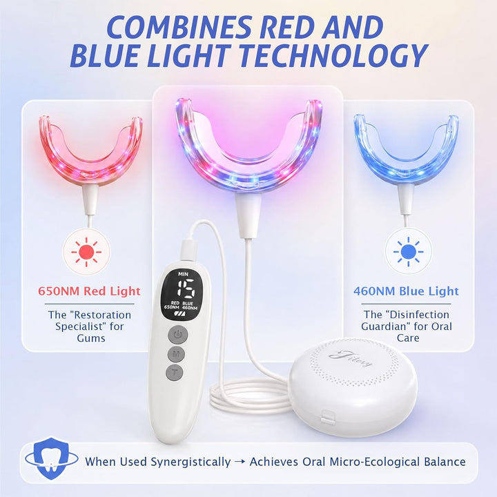 Terapia de luz roja para encías, experiencia de luz LED roja y azul...