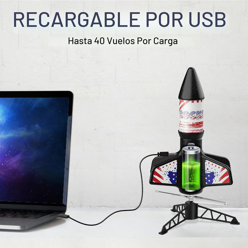 Lanzador de cohetes para niños, cohete aerodinámico motorizado de lanzamiento automático
