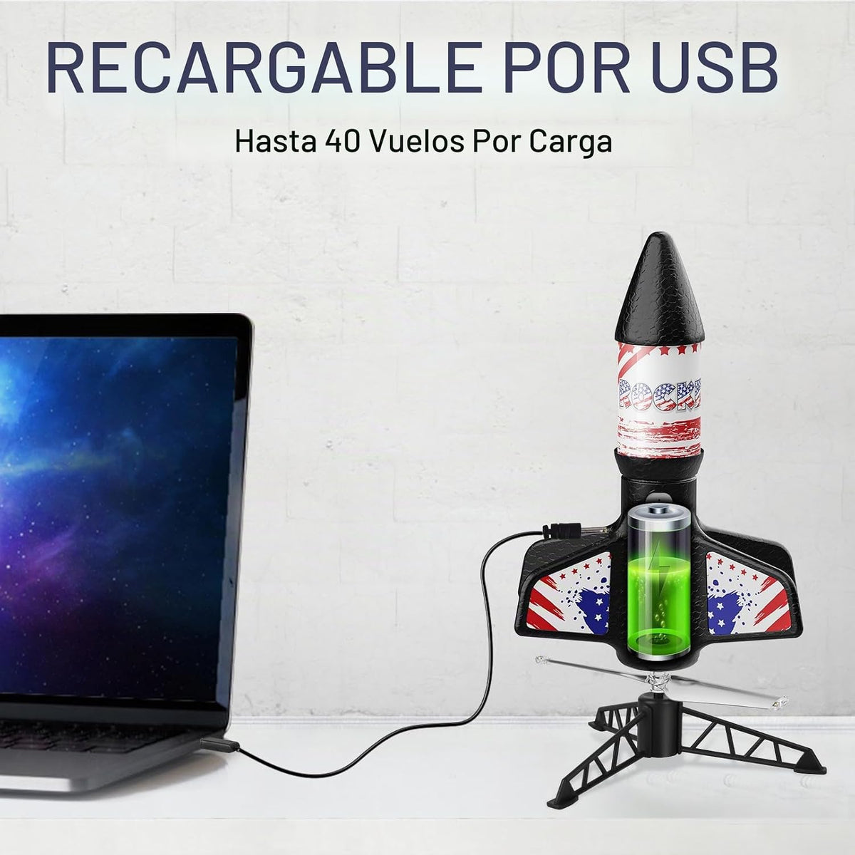 Lanzador de cohetes para niños, cohete aerodinámico motorizado de lanzamiento automático
