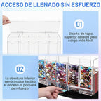 CHEPULA Dispensador de 5 ranuras, dispensador de tarjetas, caja de refuerzo acrílica para tarjetas intercambiables, paquetes de refuerzo deportivos (apertura de la tapa superior)