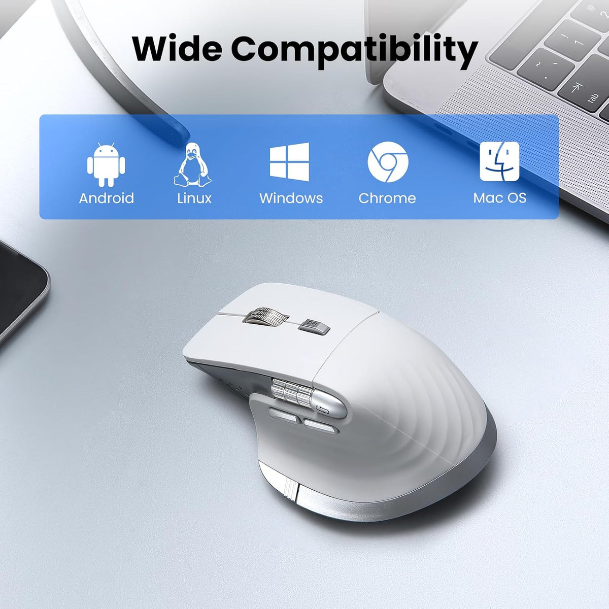 CITLLA Ratón Bluetooth inalámbrico, ergonómico recargable silencios...