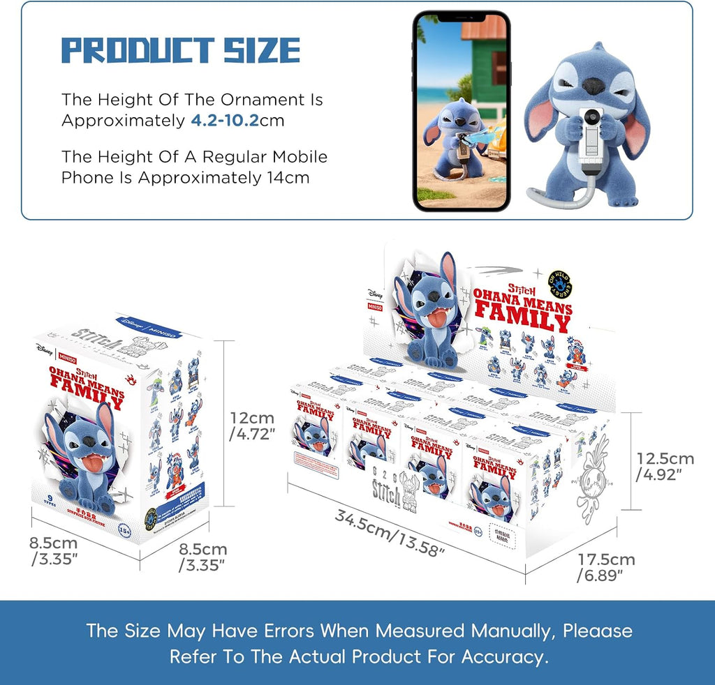 MINISO Disney Stitch Naughty Stitch Series - Figuras ciegas de caja ciega, diseño aleatorio, figuras coleccionables, decoración del hogar, regalos de cumpleaños de vacaciones para coleccionistas y fanáticos, caja individual