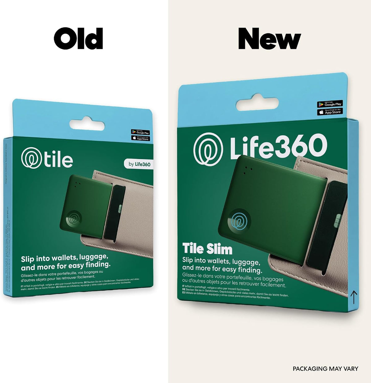 Life360 Tile Slim - Buscador de billetera, rastreador Bluetooth y localizador de artículos para etiquetas de equipaje, pasaportes y más. Compatible con iOS y Android. Buscador de teléfonos. 1 paquete (Green Surf)