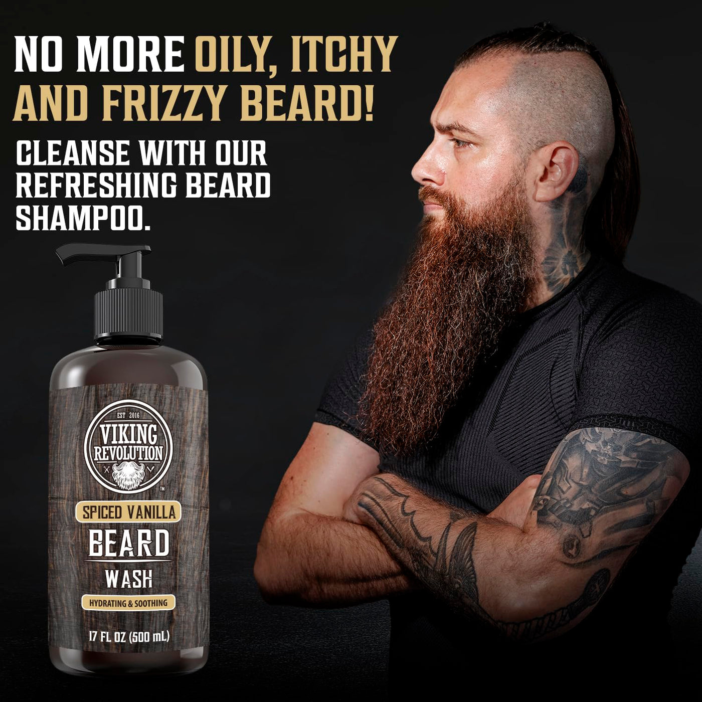 Viking Revolution Champú y acondicionador de barba para hombres con...