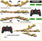 Semirremolque RC con juego de juguetes de excavadora, tractor de ingeniería de semirremolque RC de 24 pulgadas con excavadora, camión 1:24 con luces LED y música, gran regalo para niños y niñas