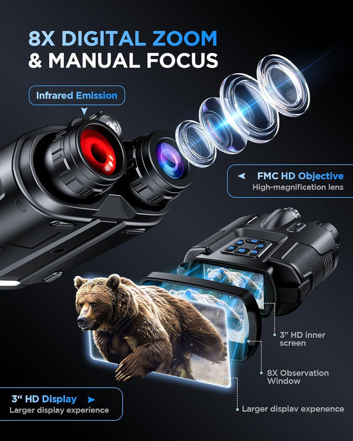 Diyimin Binoculares de visión nocturna 4K zoom 8X/2000