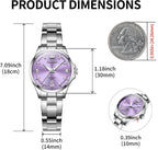 OLEVS Reloj para Mujer Plateado de Acero Inoxidable Elegante Analógico Lúmenes Visibles