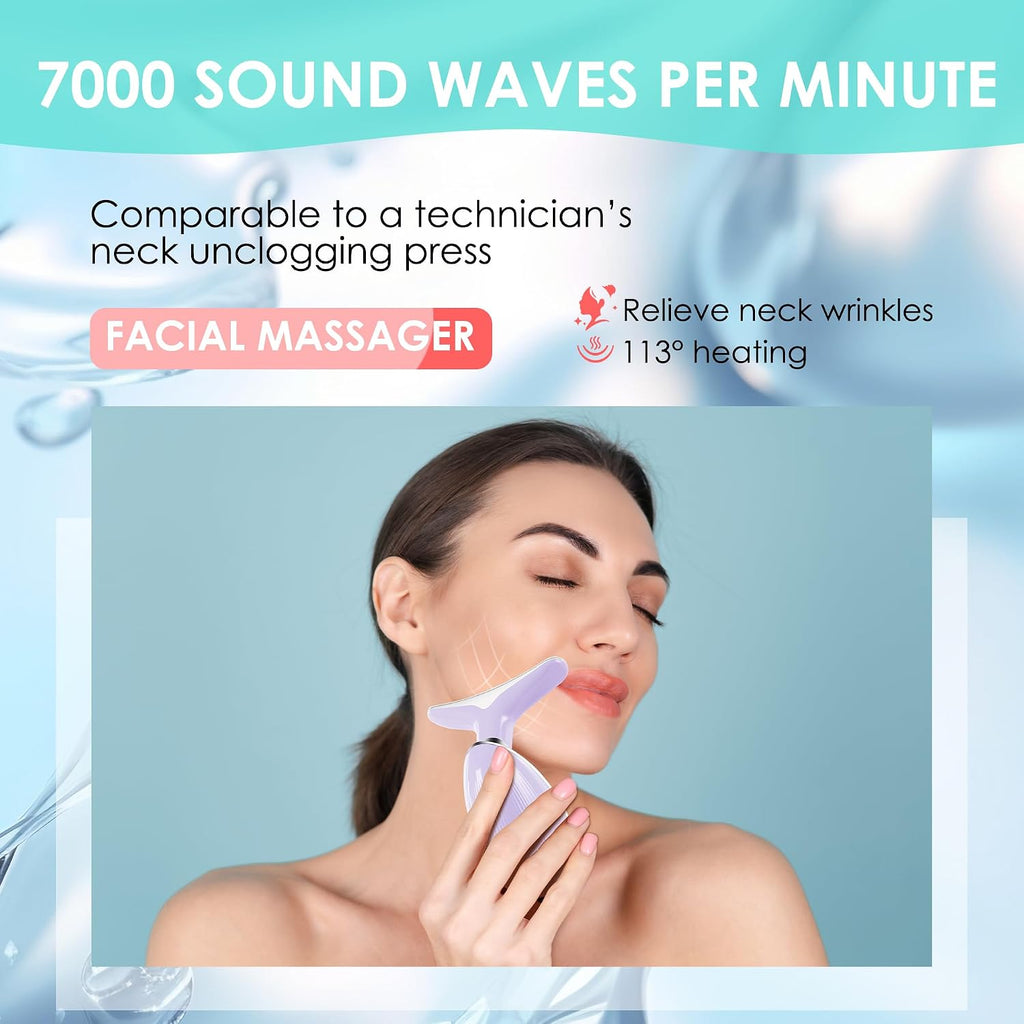 Masajeador Facial de Terapia de Luz Roja para Cara y Cuello, Vara de Escultura Facial con 7 Colores (Lila Claro)