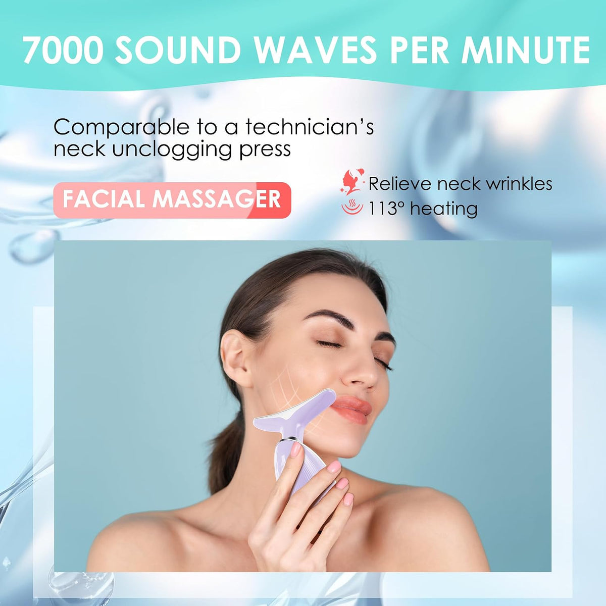 Masajeador Facial de Terapia de Luz Roja para Cara y Cuello, Vara de Escultura Facial con 7 Colores (Lila Claro)