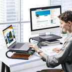 HUANUO Elevador de monitor para escritorio, soporte para laptop con estante