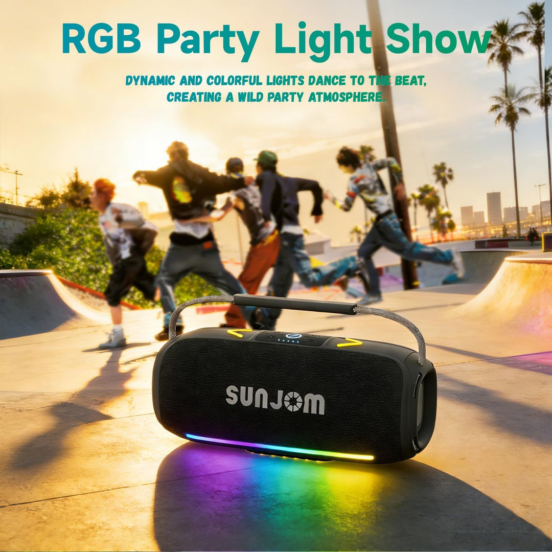 SUNJOM Altavoz Bluetooth estéreo con luces RGB coloridas, graves pr...