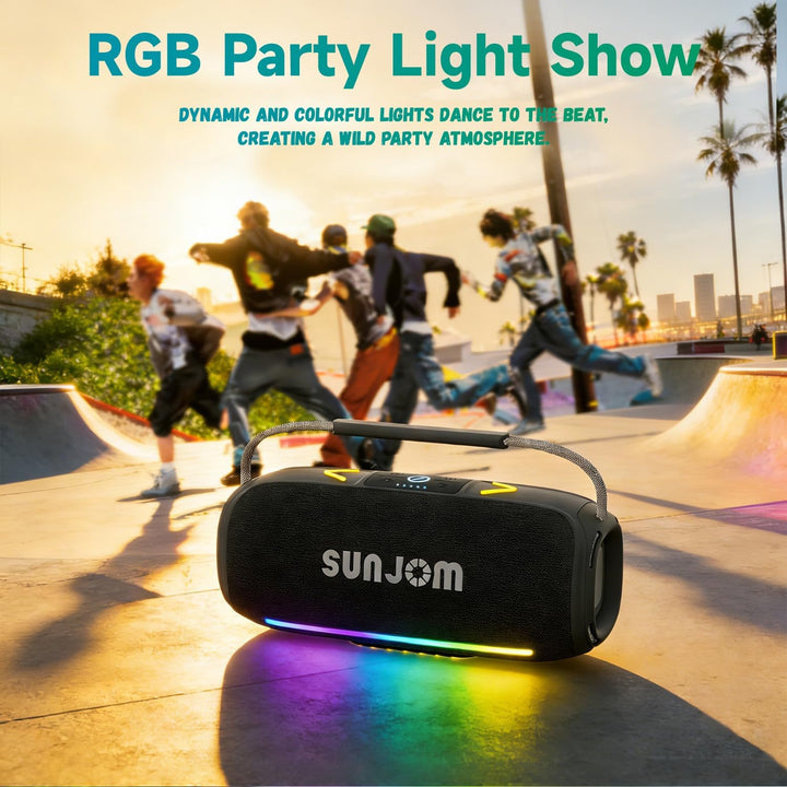 SUNJOM Altavoz Bluetooth estéreo con luces RGB coloridas, graves pr...