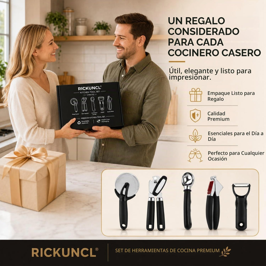 Juego de herramientas de cocina de 5 piezas, accesorios de cocina de acero