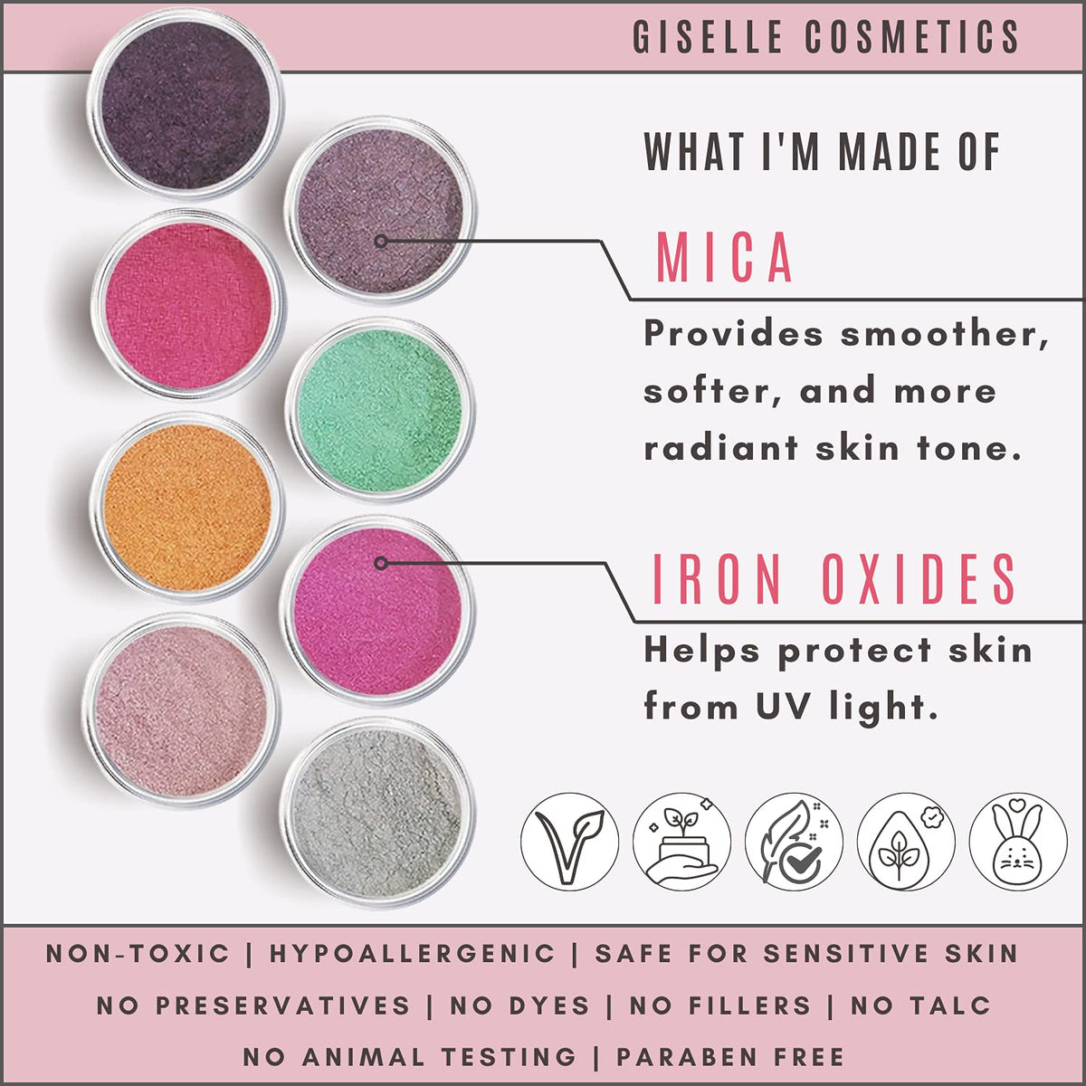Giselle Cosmetics Paleta de sombra de ojos y contorno mineral suelt...