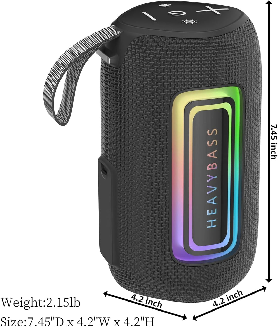 Altavoz Bluetooth portátil con luces LED | IPX7 impermeable, sonido...
