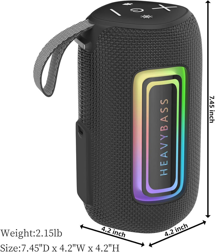 Altavoz Bluetooth portátil con luces LED | IPX7 impermeable, sonido...