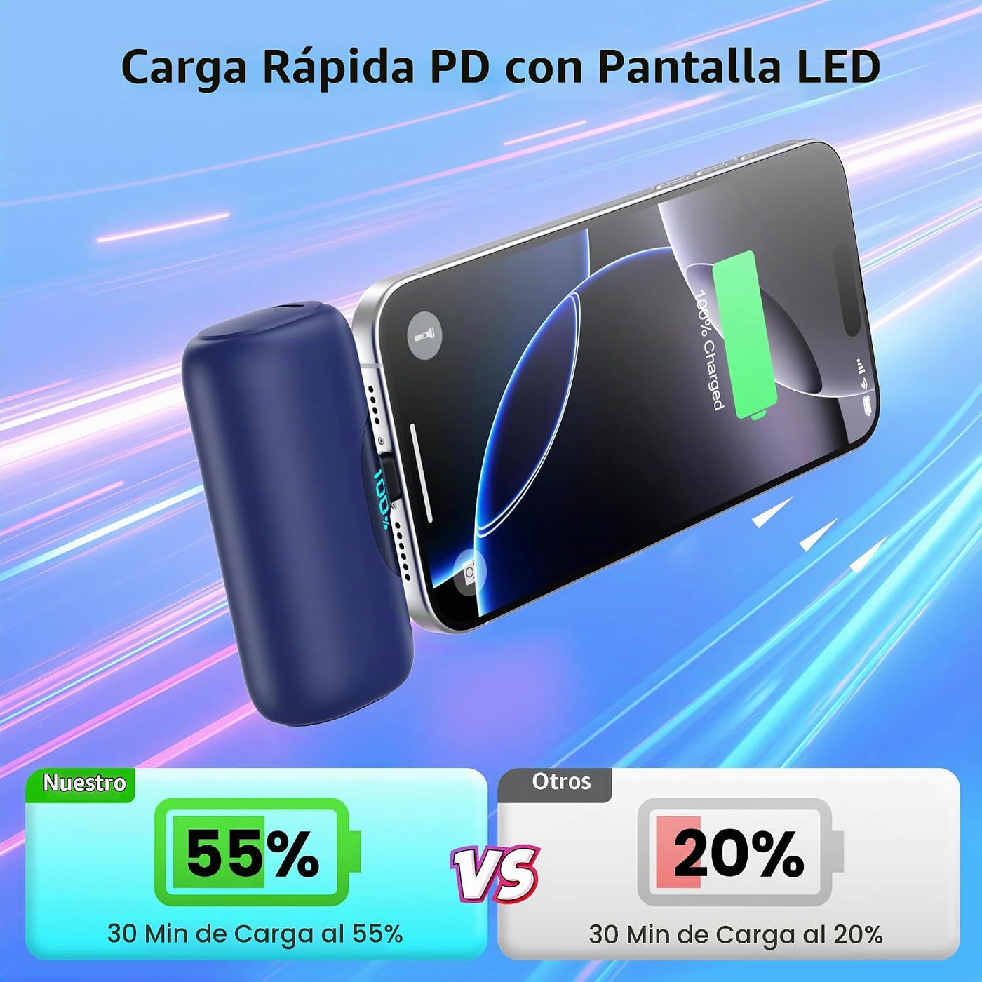 [Paquete de 2] Mini cargador portátil para iPhone 17, pantalla LCD...
