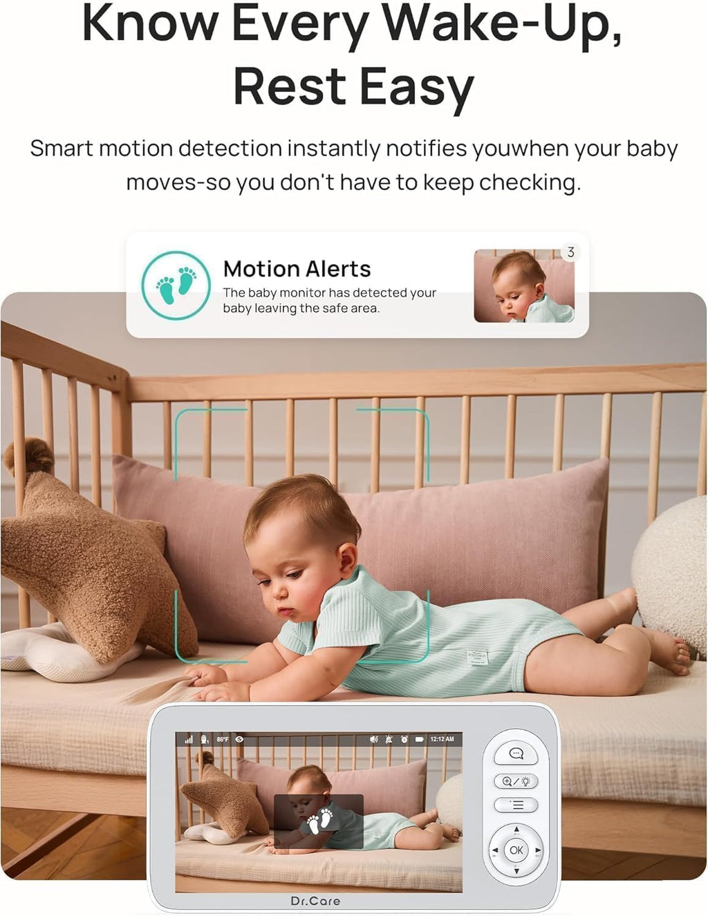 Dr.Care LumiView Plus Monitor de bebé WiFi inteligente de 5.5 pulgadas con