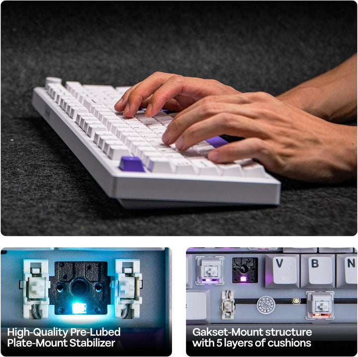 EPOMAKER Galaxy100 QMK\/VIA - Teclado inalámbrico para juegos, carc...